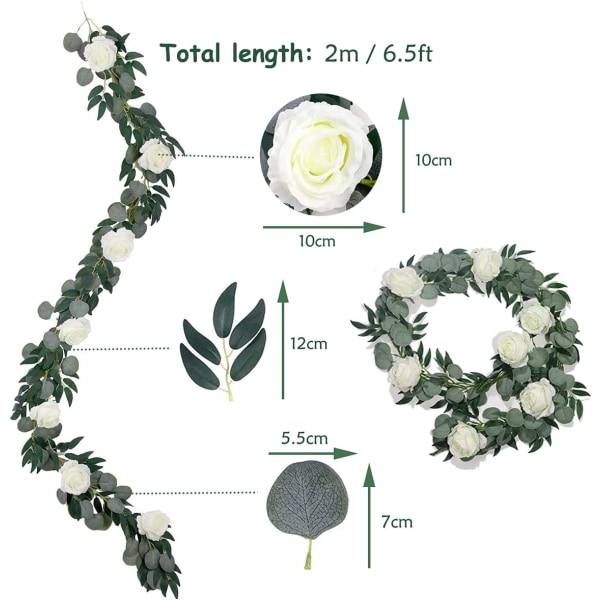 Kunstig blomsterkrans rosevin bryllupsdekorasjon, 200c
