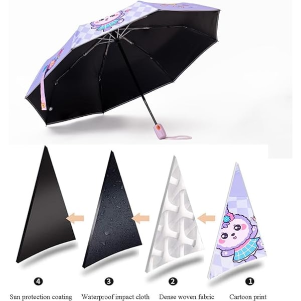 1 barnparaply automatiskt paraply med tecknad kanin Stark vinst