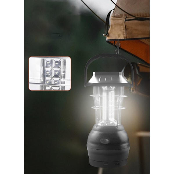 Solcellslykta, ultraljus LED-campinglampa, 6 laddningsmetoder