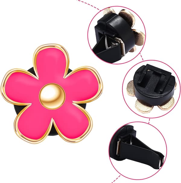 Pieces Daisy Vent Clip Bil Diffuser Vent Clip Bilfrisker Clip Bil Oliediffuser Clip til Kvinder Piger (Rød, Pink, Hvid)