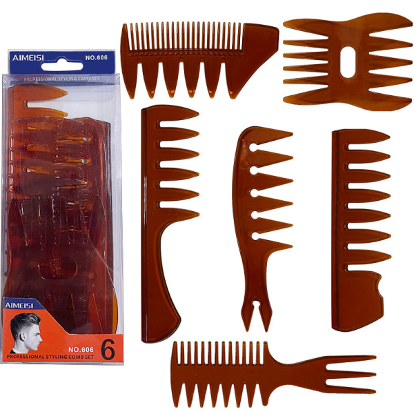 6-pack Quiff Styling Kammar för Män Professionell Hårstilningsborste