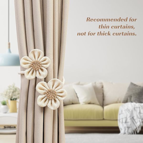 2-pack Gardinband, Boho Farmhouse Gardinupphängning för Tunna Gardiner, Enkel och Elegant Solros