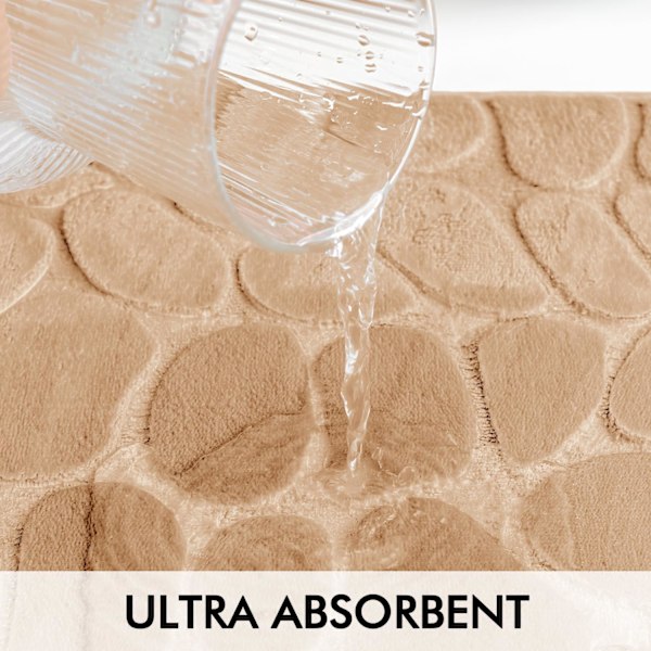 1 st – 40x60 cm, Kamel, Halkfri Badrumsmatta i Pebble-stil med Memory Foam – Ultra Mjuk, Absorberande, Snabbtorkande, Maskintvättbar, Badrumsmatta för Dusch, Badkar