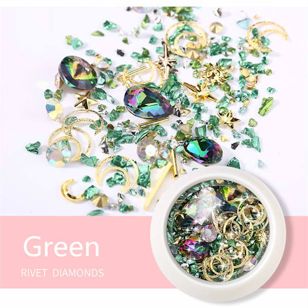 6 Stora Blandade Glittrande Nagelkonst Strass Stenar Diamanter Kristaller Fjärilspärlor Konstgjorda Pärlor Guld Silver Nagel Dubbar G