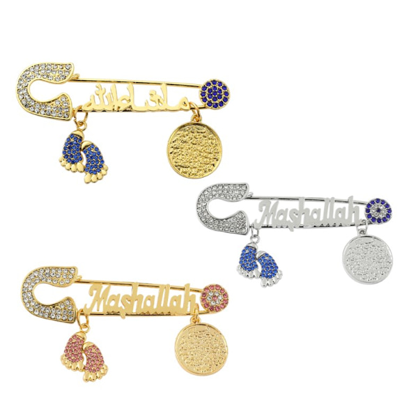 3 fuld diamanter fødder bogstaver metal broche avanceret udsøgt personlighed pins kostume smykker pi