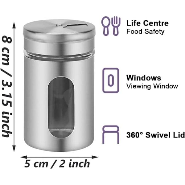 Pieces Liten Kryddburk, 80ml Kryddlådor, Kryddförvaringsburk, Kryddburk med Lufttätt Lock, Kryddburk Set Kökskryddor, för Kök, Kryddförvaring