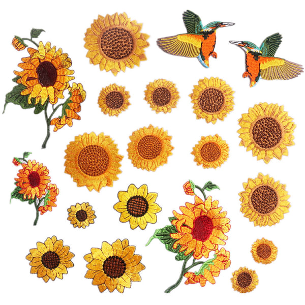 Sunflower flower embroidered patch