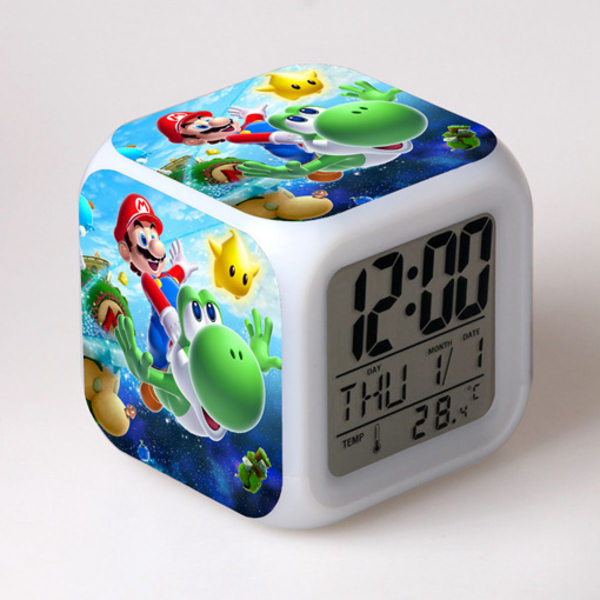 Super Mario Bros 7 Colors Change Digital Alarm Clock (Super