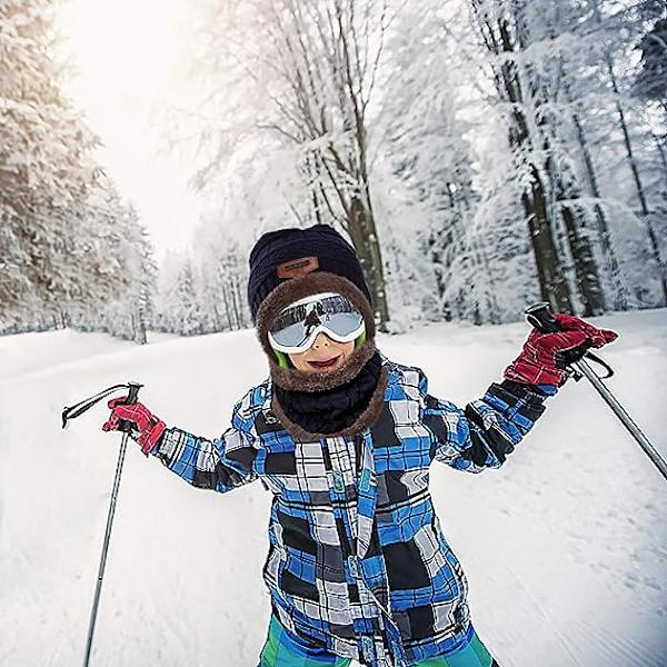 Barn Vinter Stickad Mössa och Halsduk Set Slouchy Varm Utomhus Spor