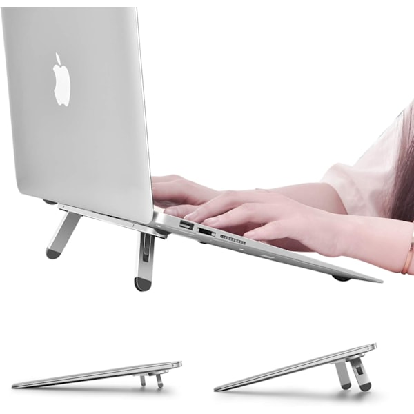 Paket, Ergonomiskt Laptopställ (Silver), Laptopkylare, Tangentbordshållare, Kompatibel med 10-15,6 tums Laptops