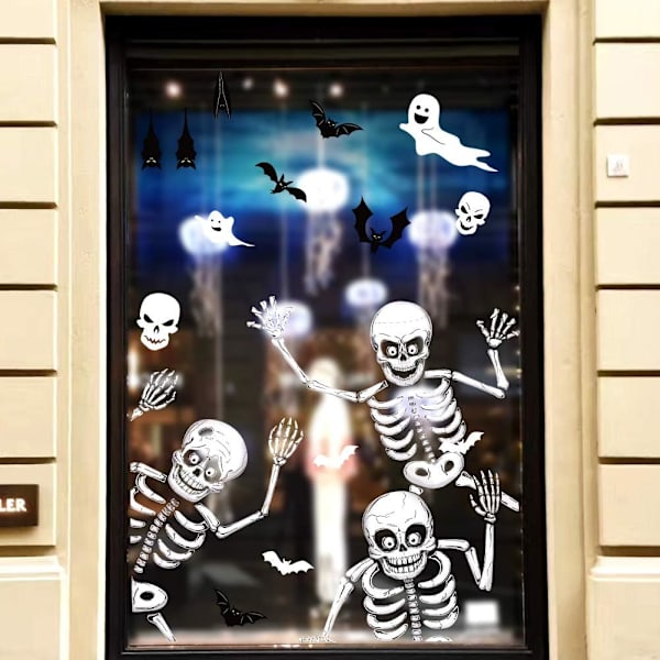 4 arkkia Halloween-ikkunatarroja Halloween-ikkunatarroja Luuranko-ikkunatarroja Halloween-ikkunat