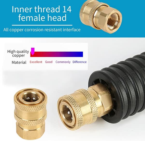 1/4'' Snabbkoppling för Trycktvätt Koppling Mässing Adapter Passande Högtryckstvätt Kopplingar för Högtryckvatten