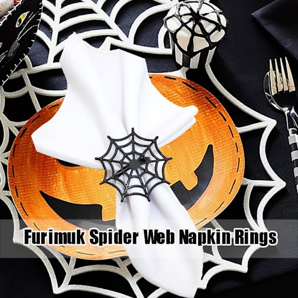 6 stk Halloween edderkoppnett serviettringer metall skummel serviettholder serviettspenne serviettspenne festutstyr for hall