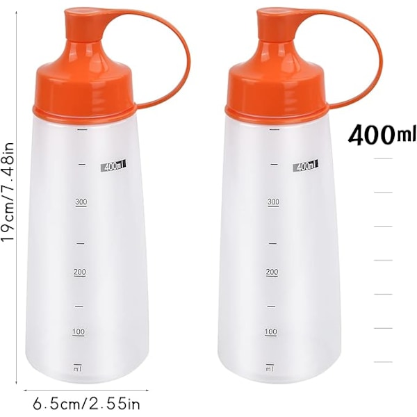 Styk 400 ml Sauceflaske, Klemme Flasker, Sauceflaske, Krydderiflaske, Gennemsigtige Klemme Krydderiflasker til Sauce, Ketchup, BBQ