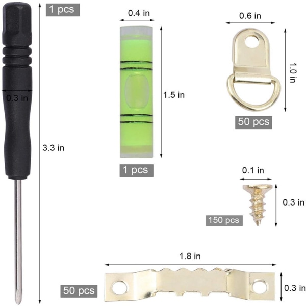251 stk. Guld Billedkrog + Skruetrækker Væg Billedophæng Savto