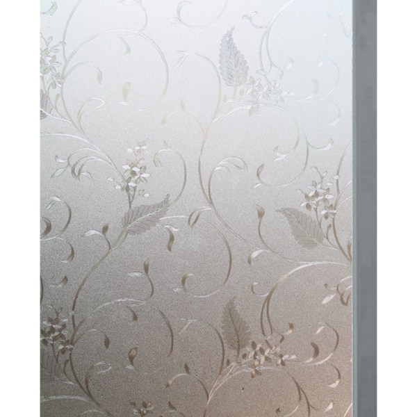 (45x200cm）Anti-Peek Window Film Floral Engraved Window Film Frosted Film for Privacy Glass Repositio