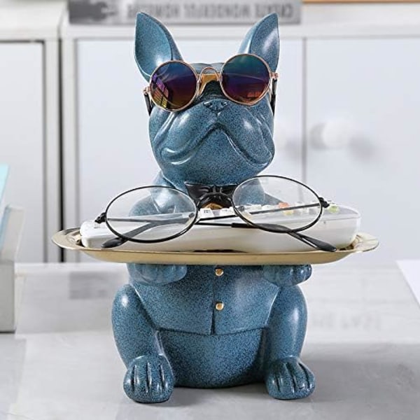 Bulldog-statue, interiørdekorasjon, med avtakbar oppbevaringskom