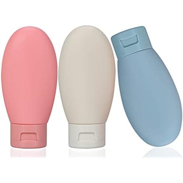 3,5x10,9cm 3 stk Rejsesæt med Flasker, 60ML Rejsesæt med Flasker & Beholdere, Små Mini Tomme Plastikflasker til Rejser