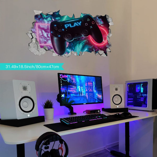 3D Gamer Väggdekaler, Gamer Väggposter Dekoration, Pojkar Sovrum Väggdekal, Modern Vardagsrum Dec