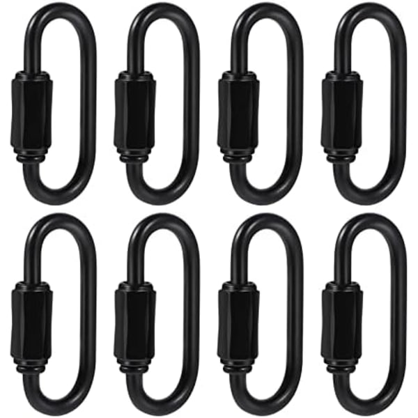 Pieces Sort Karabiner Hurtigkoblingskædeforbindelse Karabinerform Hurtiglås Nøglering Spænde Kædeforbindelse til Karabiner