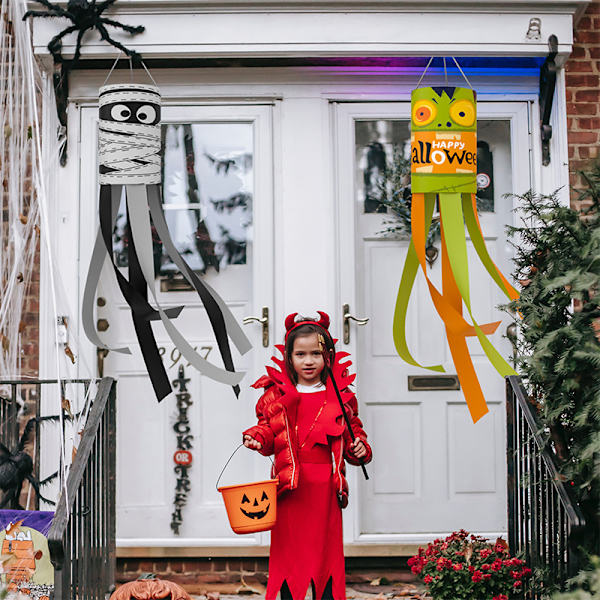 2 stk. Halloween spøgelse luftrør flag hængende