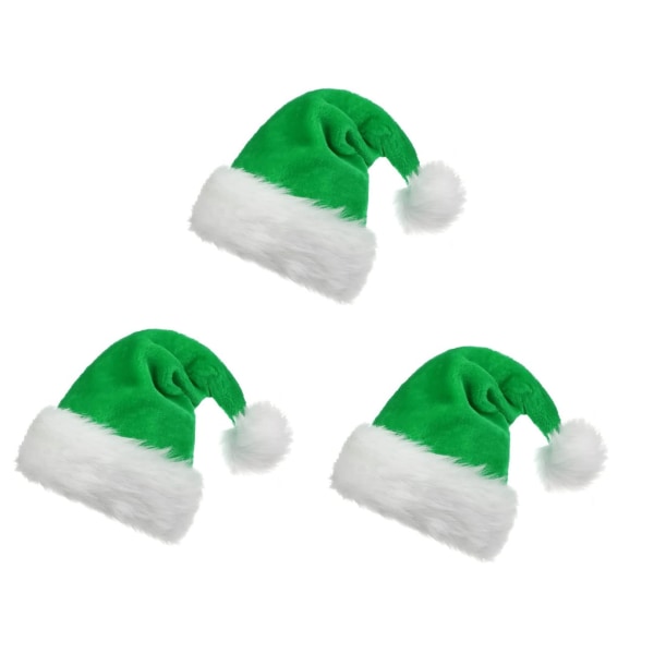 (3 kpl vihreää) Joulupukin hattu, mukava samettinen joulupukki