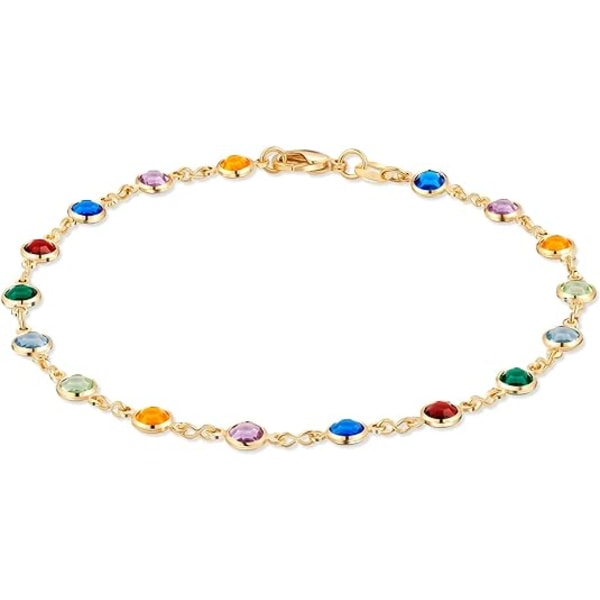 (Style C) Gold-plated gold and multi-color crystal rectangular anklet, ins style candy color mixed c