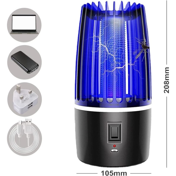 (2000mAh)Mosquito Killer Lampe, 360° UV Insect Killer, 2 i 1 Elec