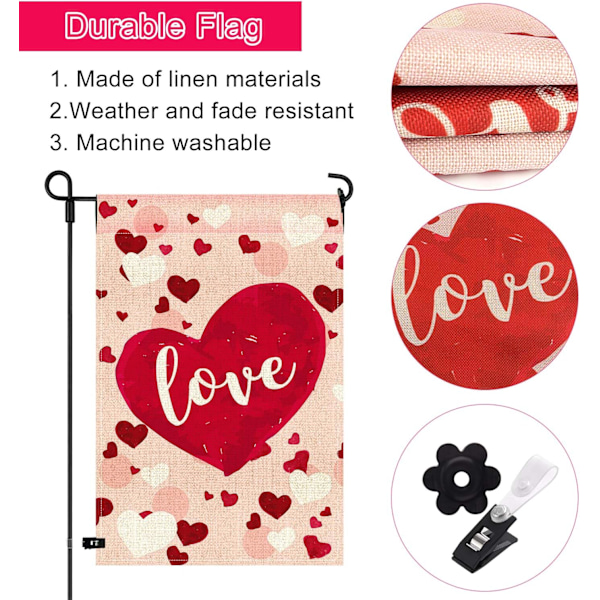 12 x 18 tommer Valentinsdag Hageflagg Hjem Hageflaggsett Dekorasjon for Valentinsdag Festforsyninger Kjærlighetsdesign