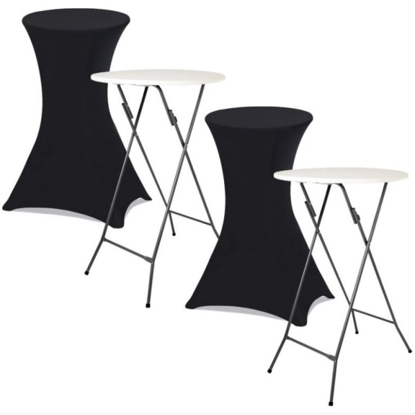 Set med 2 svarta överdrag för 110 CM fällbart högt bord (svart)