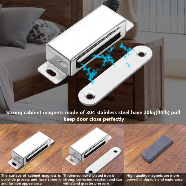 Magnetiske låser magneter, 6 kg magnetisk dørstopper og 24 skruer