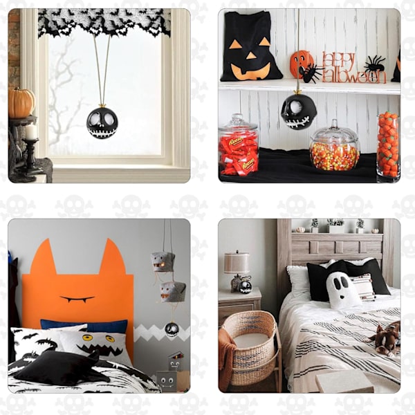 2 kpl auton koristeita, viileä keinuva kallo riipus, keinuva haamu koristeet, Halloween auton peili