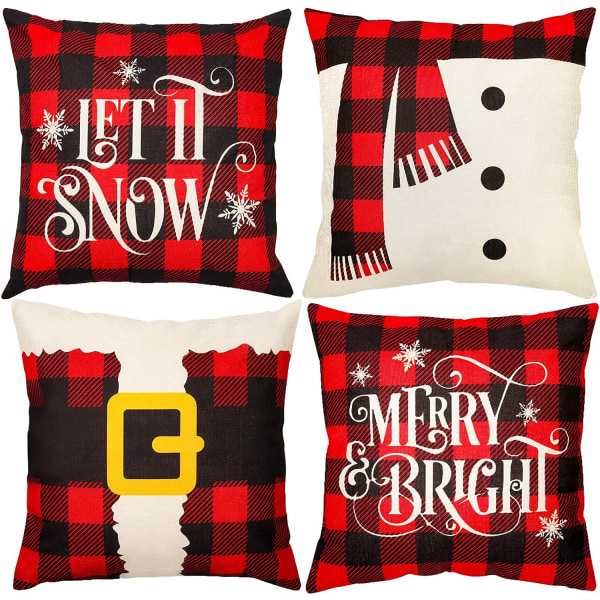 4 Christmas Pillow Covers 18 x 18 Inch Christmas Pillow Cases Dec