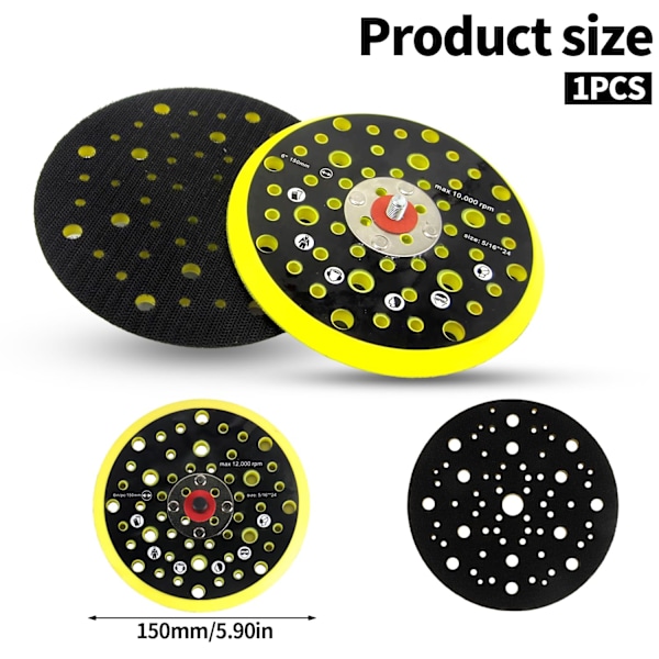 150 mm slibepude, slibepude, 54 huller, slibebase, bagplade, slibeskive kompatibel med Mirka CEROS DEROS sliber med 5/16 gevind