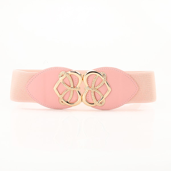 （rosa）1 metalldekor for kvinner med låsende spenne, elastisk midjebelte