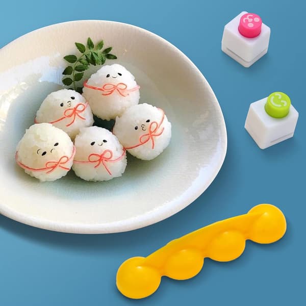 SurpriseSeptember - sfärisk risbollsform gör-det-själv bento sushi verktygsset med ris sked 2 smiley face sjögräs laver kök präglingsform
