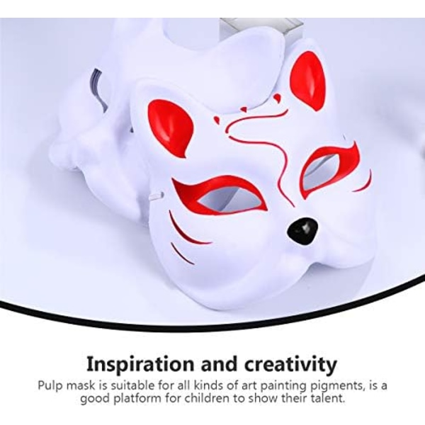 3 stk. Therian-masker Hvide Kattemasker Blanke DIY Halloween-maske Dyre Halvmaske Maskerade Cosplay Party