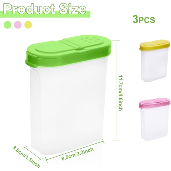 250ml Kryddbox med Två Öppningar 3 Delar Bulk Kryddförvaringslådor PP Kryddburk Kryddburkar för Camping Förvaring Kryddor Salt Peppar Socker