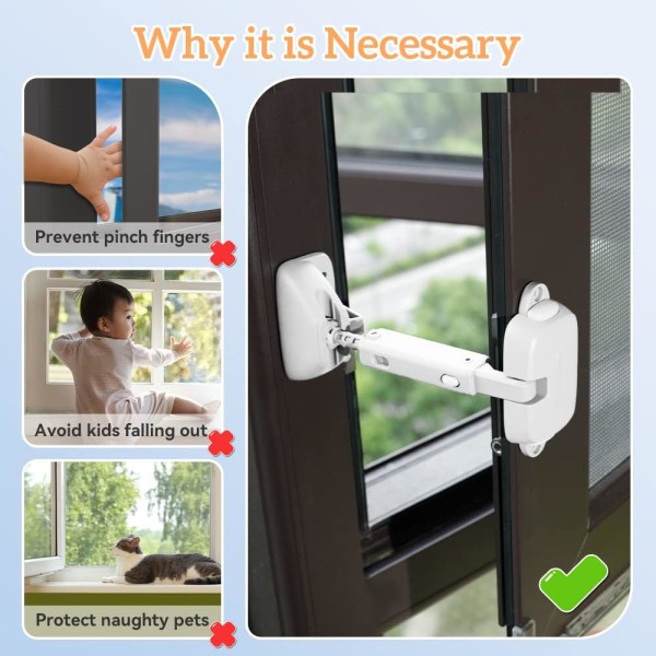 1 Piece Adjustable Window Space Baby Size Window Restrictor, Chil