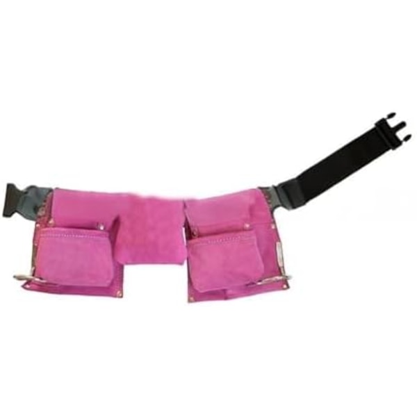 34x20cm Børne Læder Værktøjsbælte Læder Værktøjstaske Taljetaske til Udendørs Læderarbejde Haveredskaber (Pink)