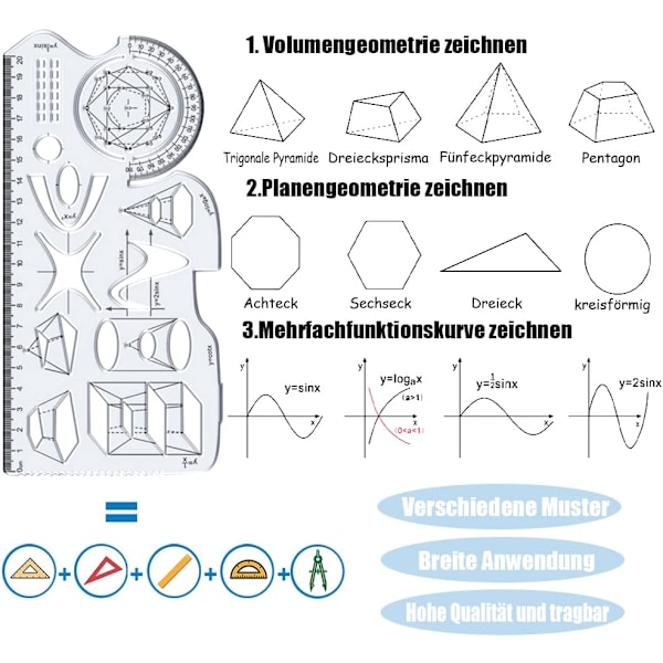 PCS Monitoiminen Geometrinen ViivainGeometrinen MalliviivainMonitoiminen PiirustusviivainGeometrinen MuotoviivainGeometrinen PiirustusviivainGeometrian Viivain