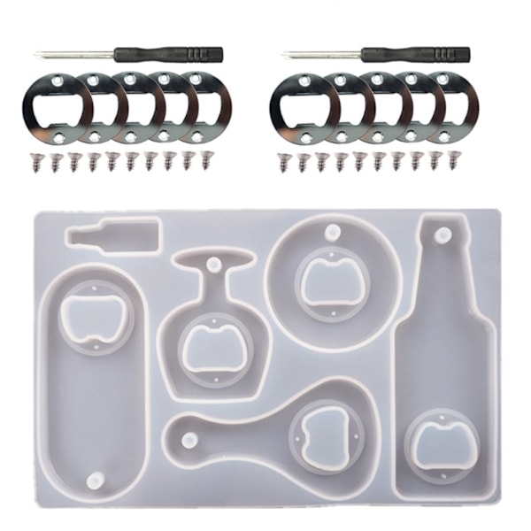 Flaskeåbnerform Silikone Flaskeåbner Kit Resin Flaskeåbnerforme med Skruer 10 Bi