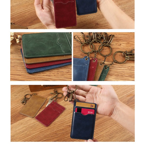 3 kort Dam kreditkortshållare med smala läderfack Aut