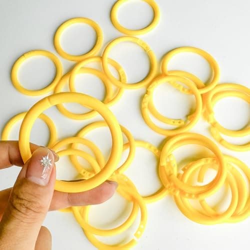 40x4mm 24 stk. Bruseforhængsringe, Plastik C-Formet Bruseforhængsringe, Passer til de fleste Bruseforhæng, Gul