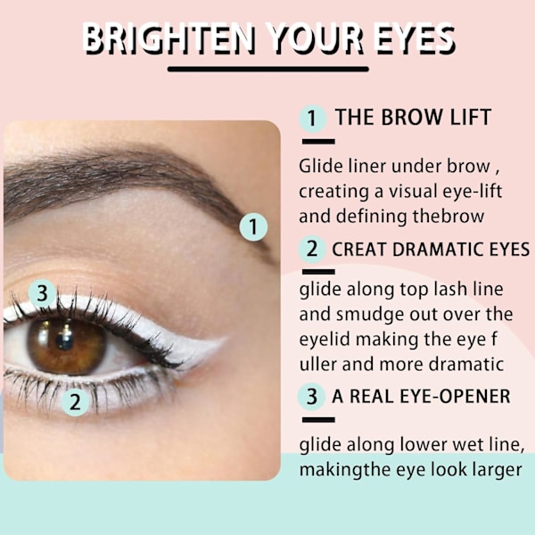 12 kpl valkoista eyeliner-kynää valkoista silmäkynää käytettäväksi silmänä