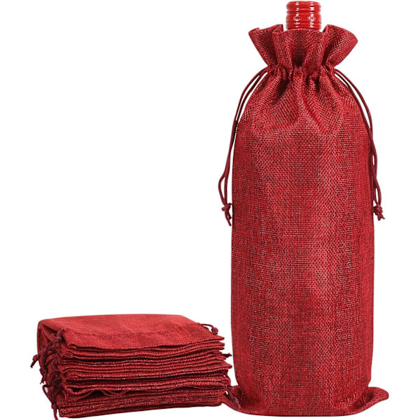 Rouge Vin 750ml Burlap Vinposer med Snørepakke med 10