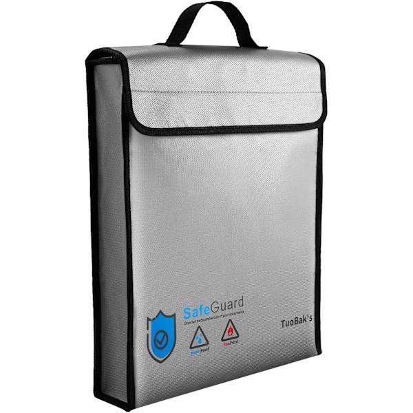 Brannsikker Dokumentmappe, Brannsikker Vannsikker Dokumentmappe med Glidelås, Oppgradert Varmeisolerende 15,8”x 12,6”×2,5” for Kasse
