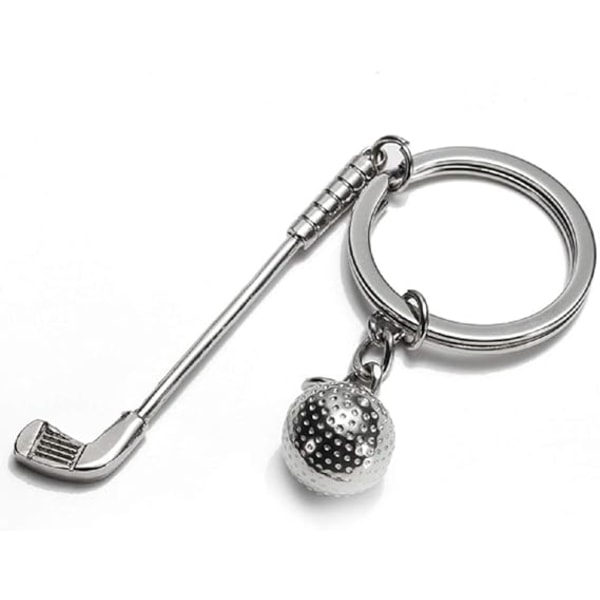 Creative Sporting Golf Club och Ball Silver Metal Keyring Keychai