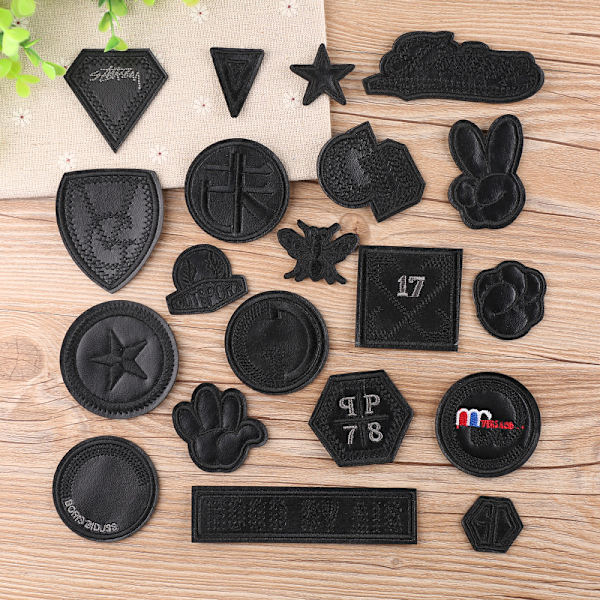 20 PCS Broderie Patch Thermocollant, Badge Noir Patch de Broder