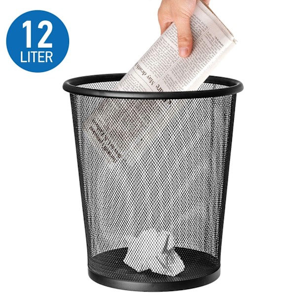 Robust søppelbøtte i rustfritt stålnett - 12 liter - for kjøkken/o